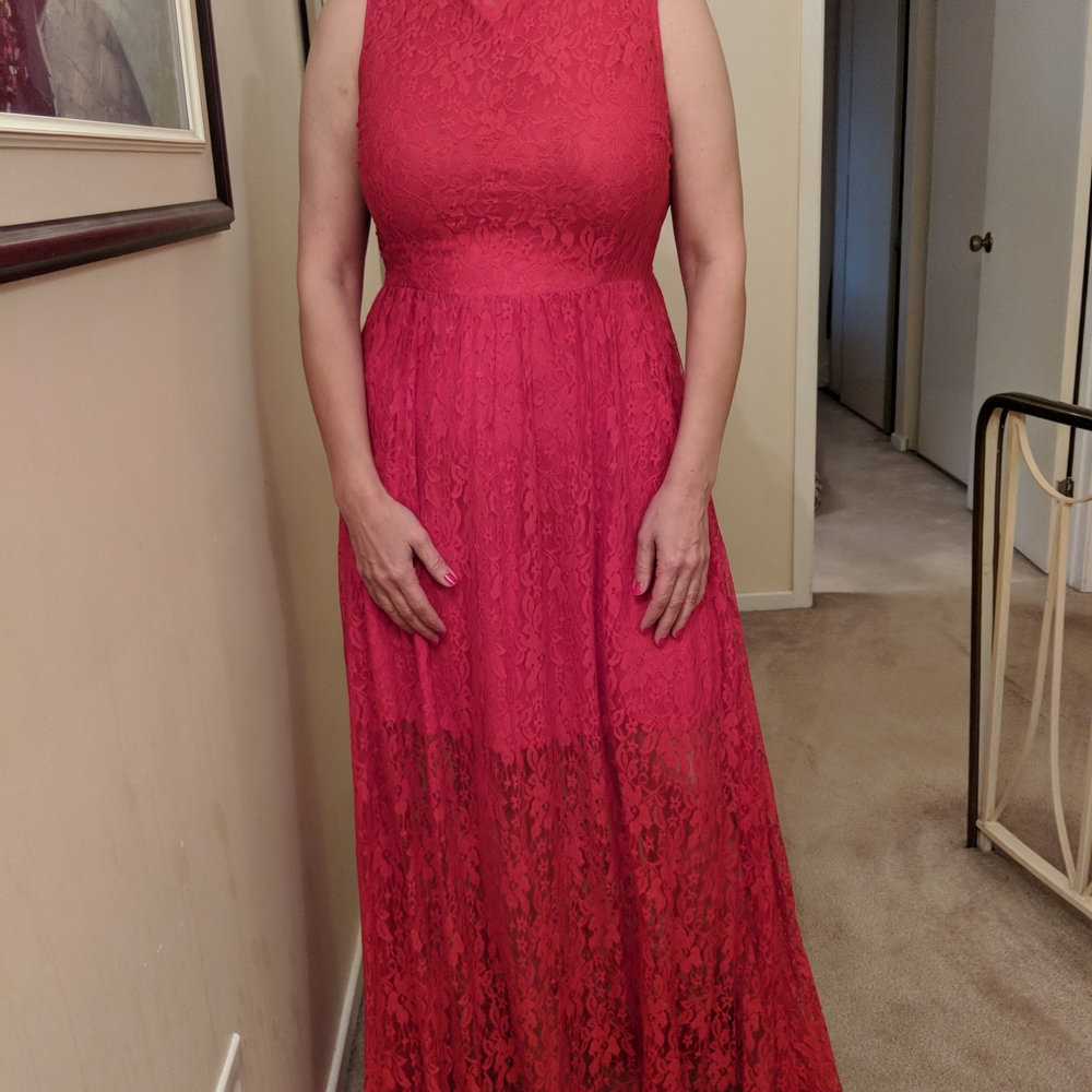 Red Lace Maxi Dress XL